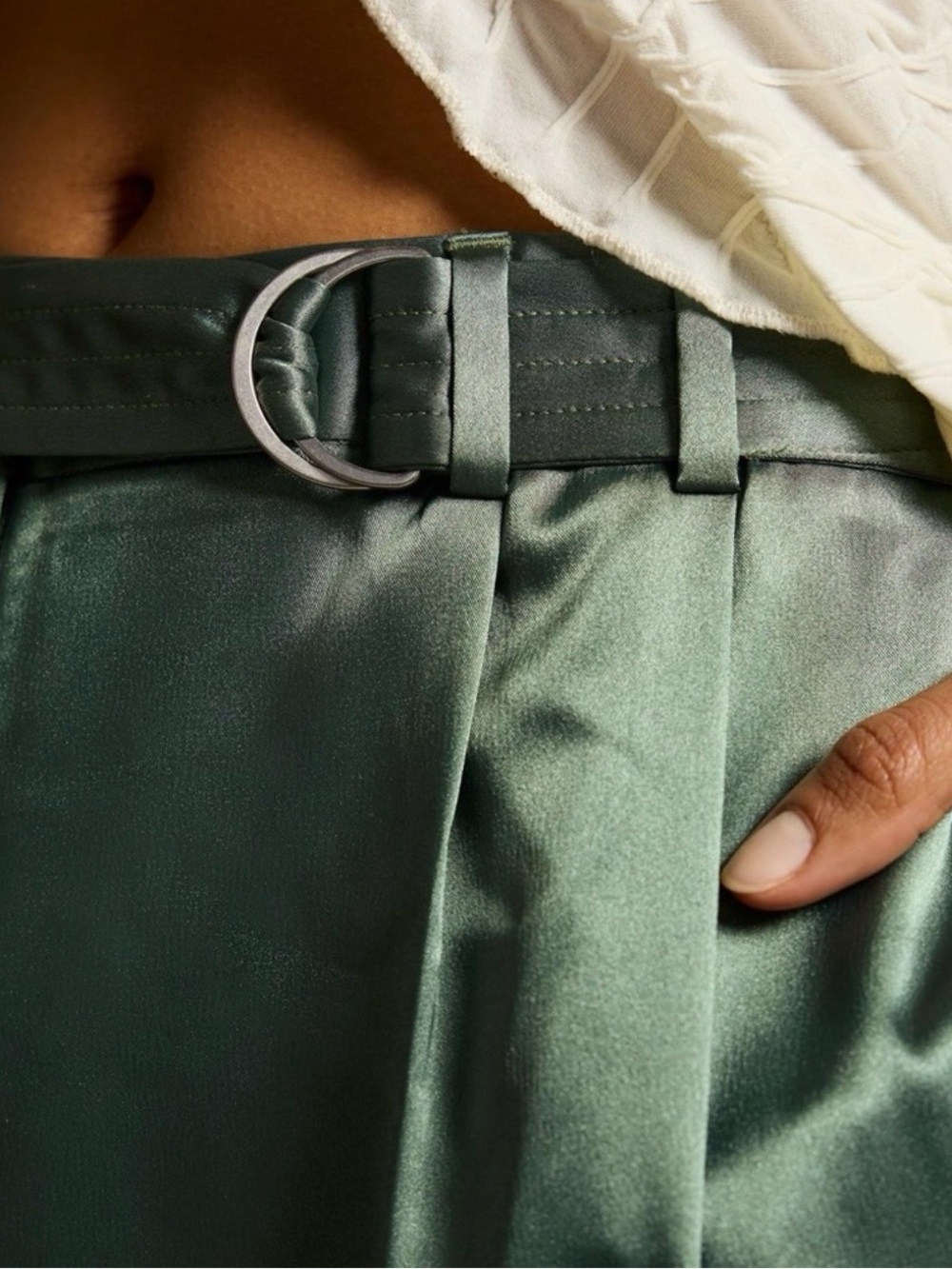 Anthropologie Maeve Satin Jogger Pants Green Size 0 - Picture 5 of 9